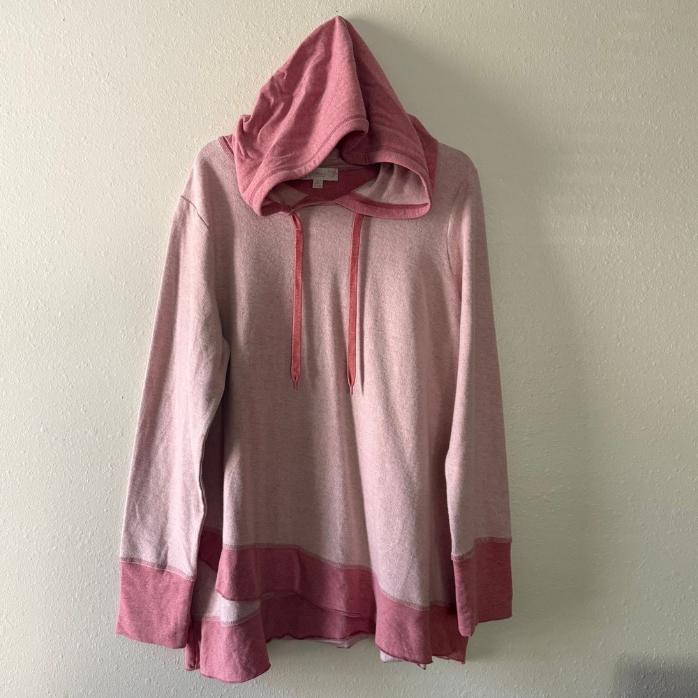 Weekend Suzanne Betro Womens XL Dusty Rose Raw-Edge Hoodie U7602118 NWT